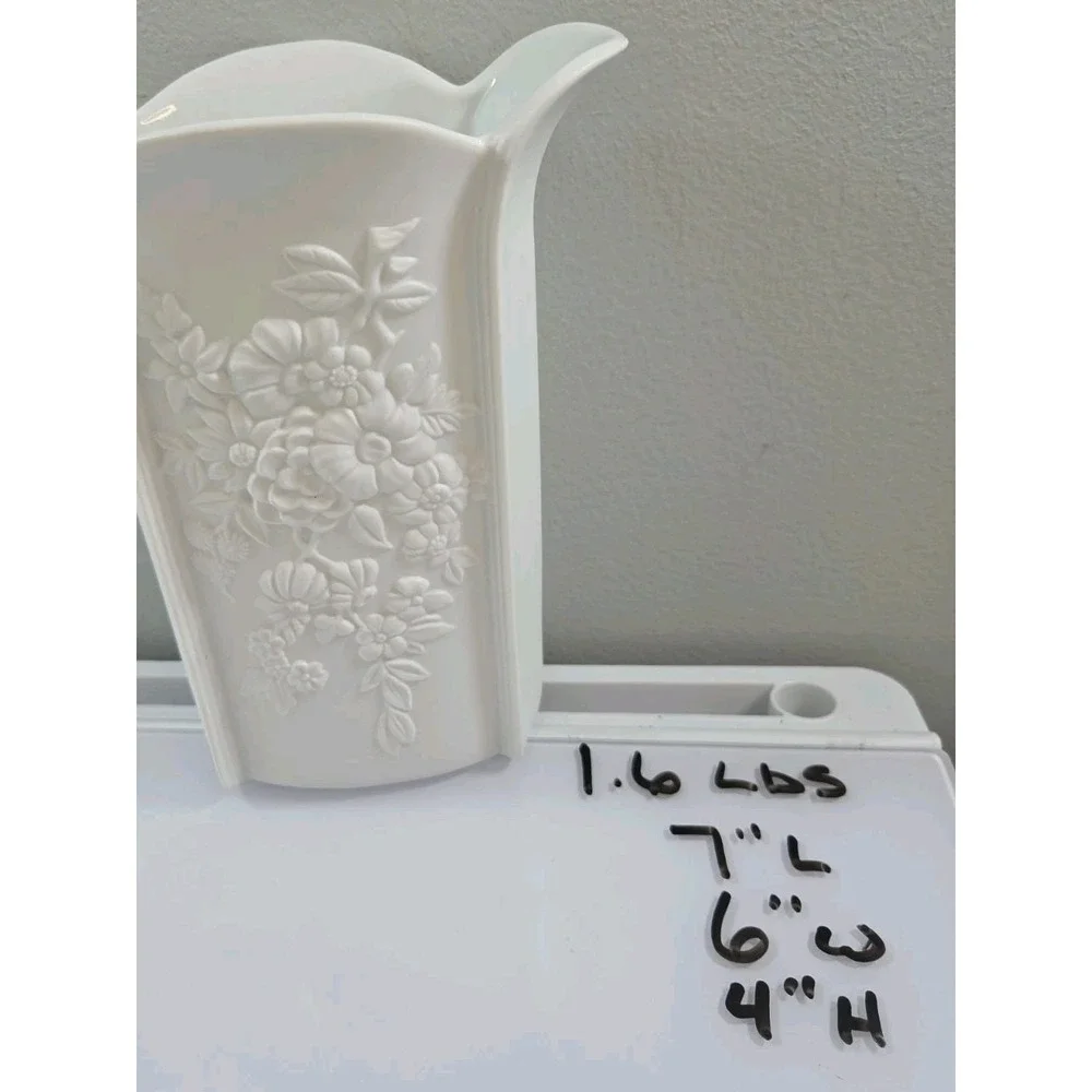 Kaiser Germany White Bisque Porcelain Floral Scalloped Vase Signed & Numbered